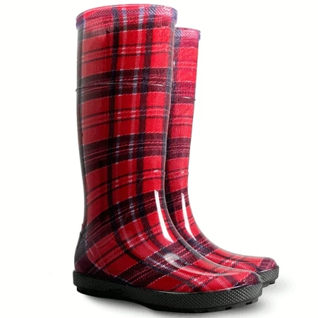 Kalosze damskie Hawai Lady Print AD czerwone w kratę