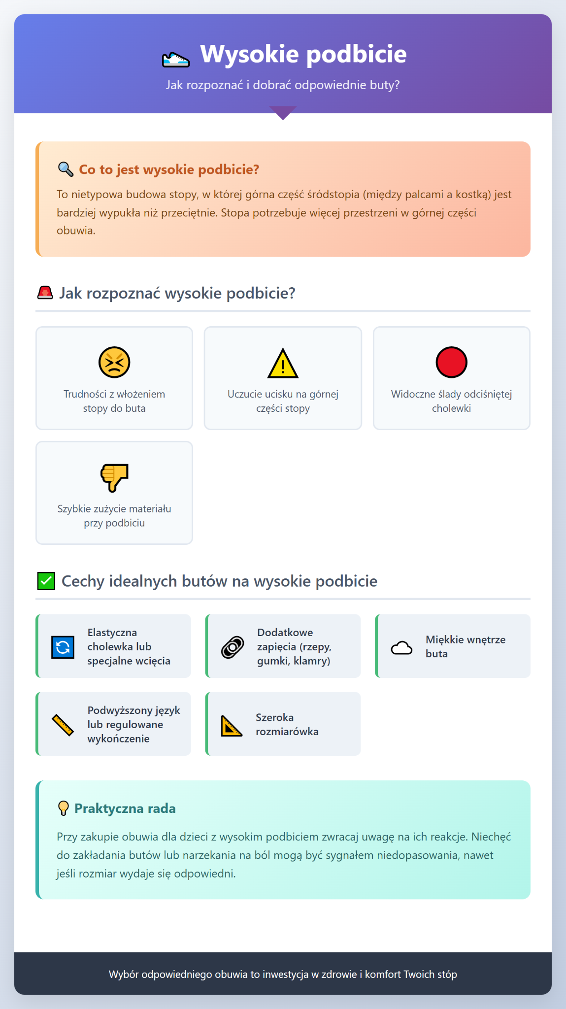 Wysokie podbicie - jak rozpoznać i dobrać odpowiednie buty?