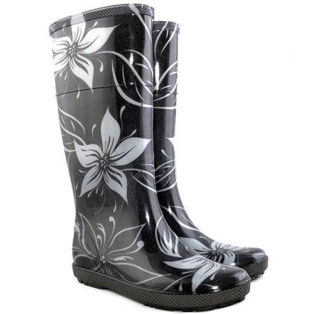 Czarne kalosze damskie w kwiaty Hawai Lady Exclusive EC